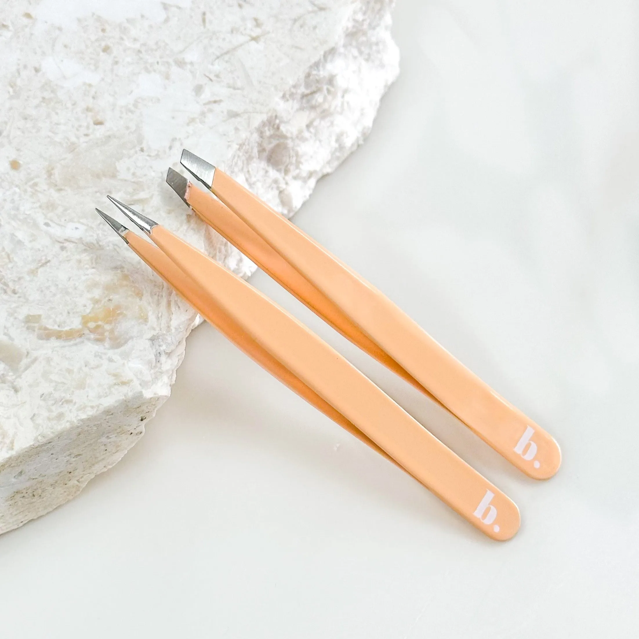 Bella Beauty Pro - Capri Peach Tweezer SET (Pointed   Slanted)