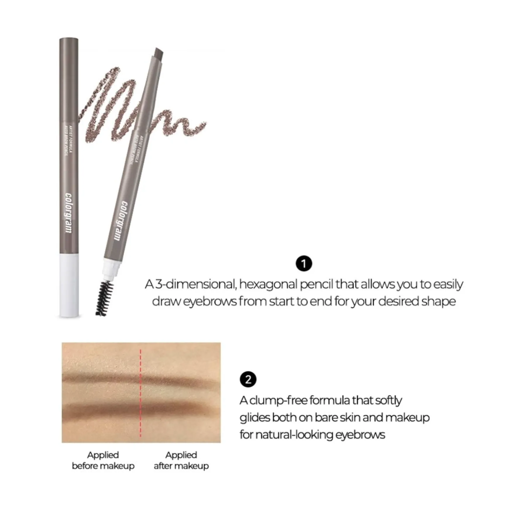 Colorgram Artist Formula Auto Brow Pencil (01 Ash Brown) 韩国Colorgram 艺术家配方自动眉筆 (01 灰褐色)