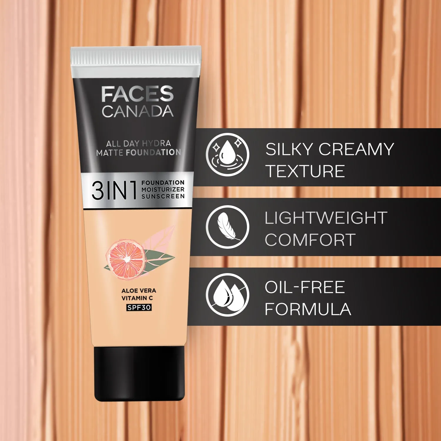 FACES CANADA All Day Hydra Matte Foundation Caramel Natural 023 15ml