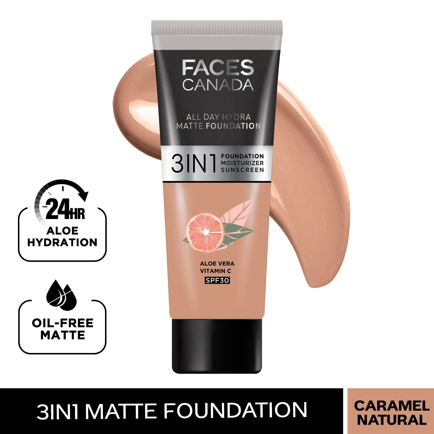 FACES CANADA All Day Hydra Matte Foundation Caramel Natural 023 15ml