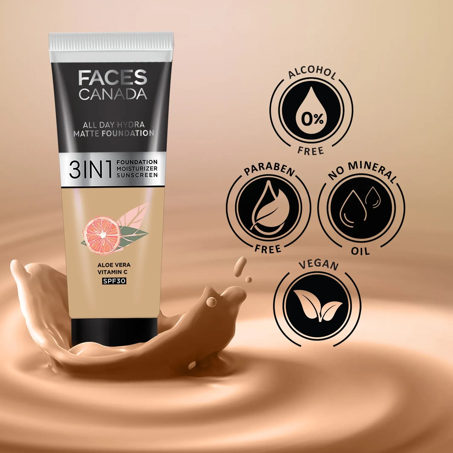 FACES CANADA All Day Hydra Matte Foundation Caramel Natural 023 15ml