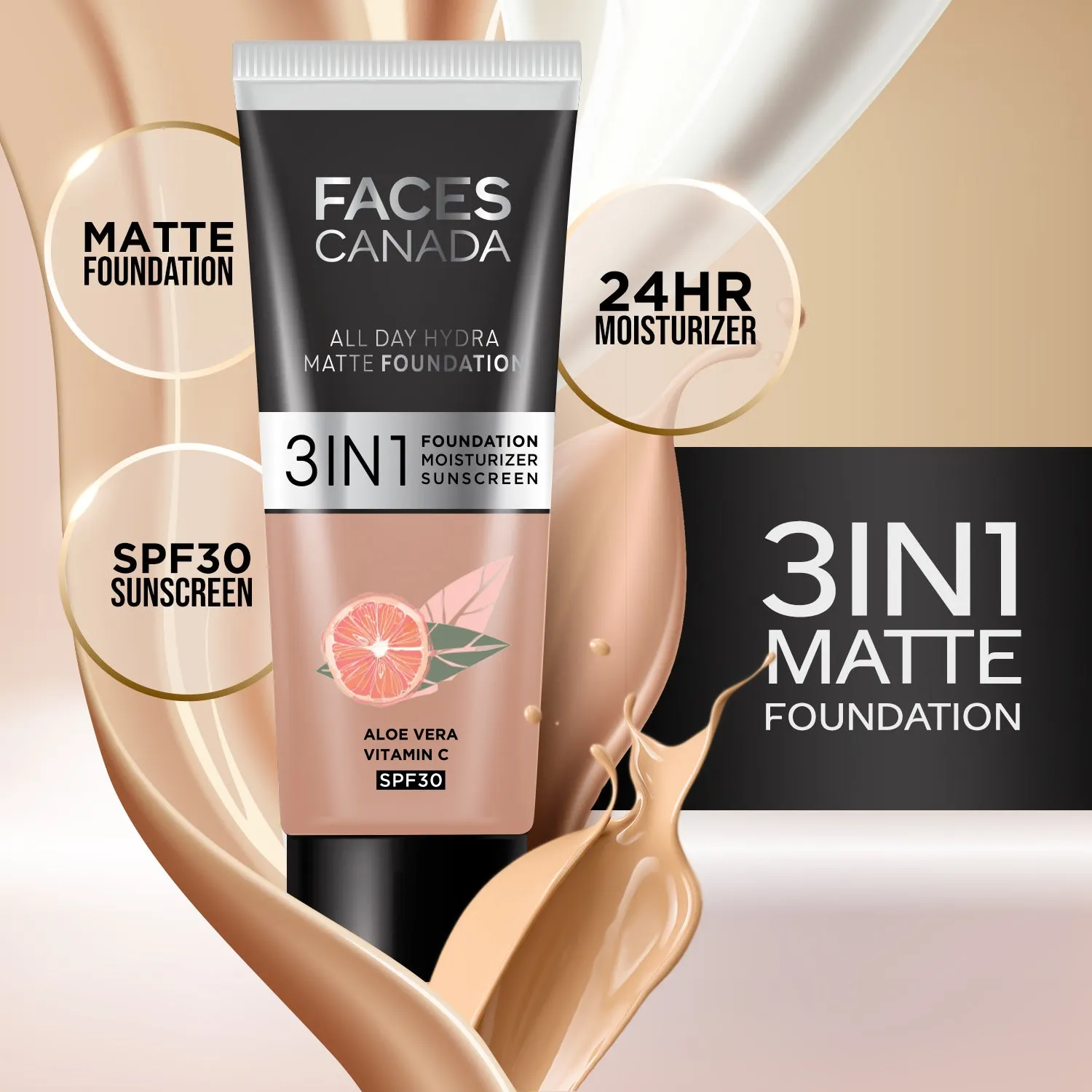 FACES CANADA All Day Hydra Matte Foundation Caramel Natural 023 15ml