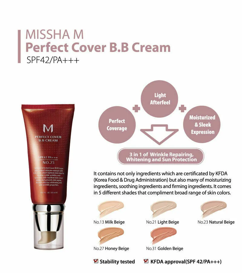 Missha M Perfect Cover Makeup BB Cream SPF42