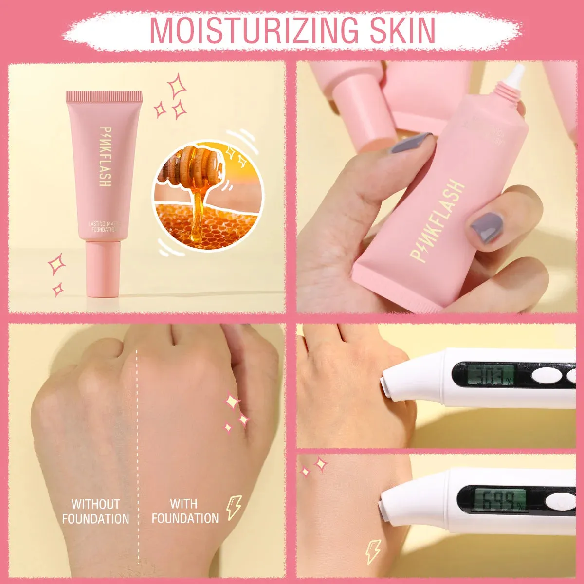 PINKFLASH Oil Control Matte Base Natural Make Up Look Foundation