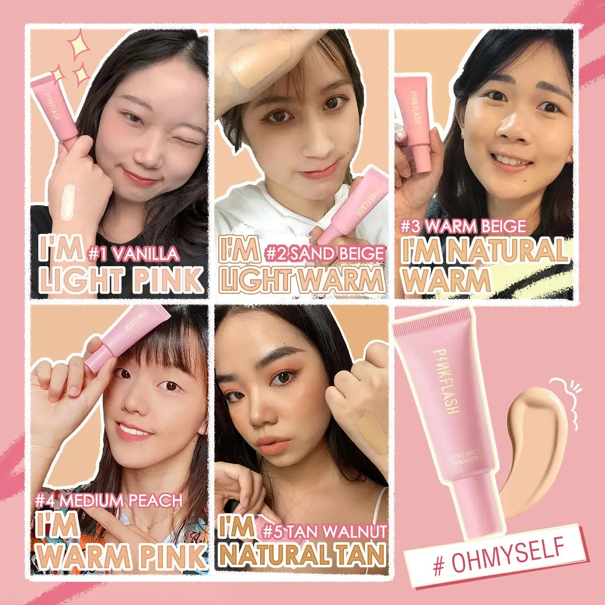 PINKFLASH Oil Control Matte Base Natural Make Up Look Foundation